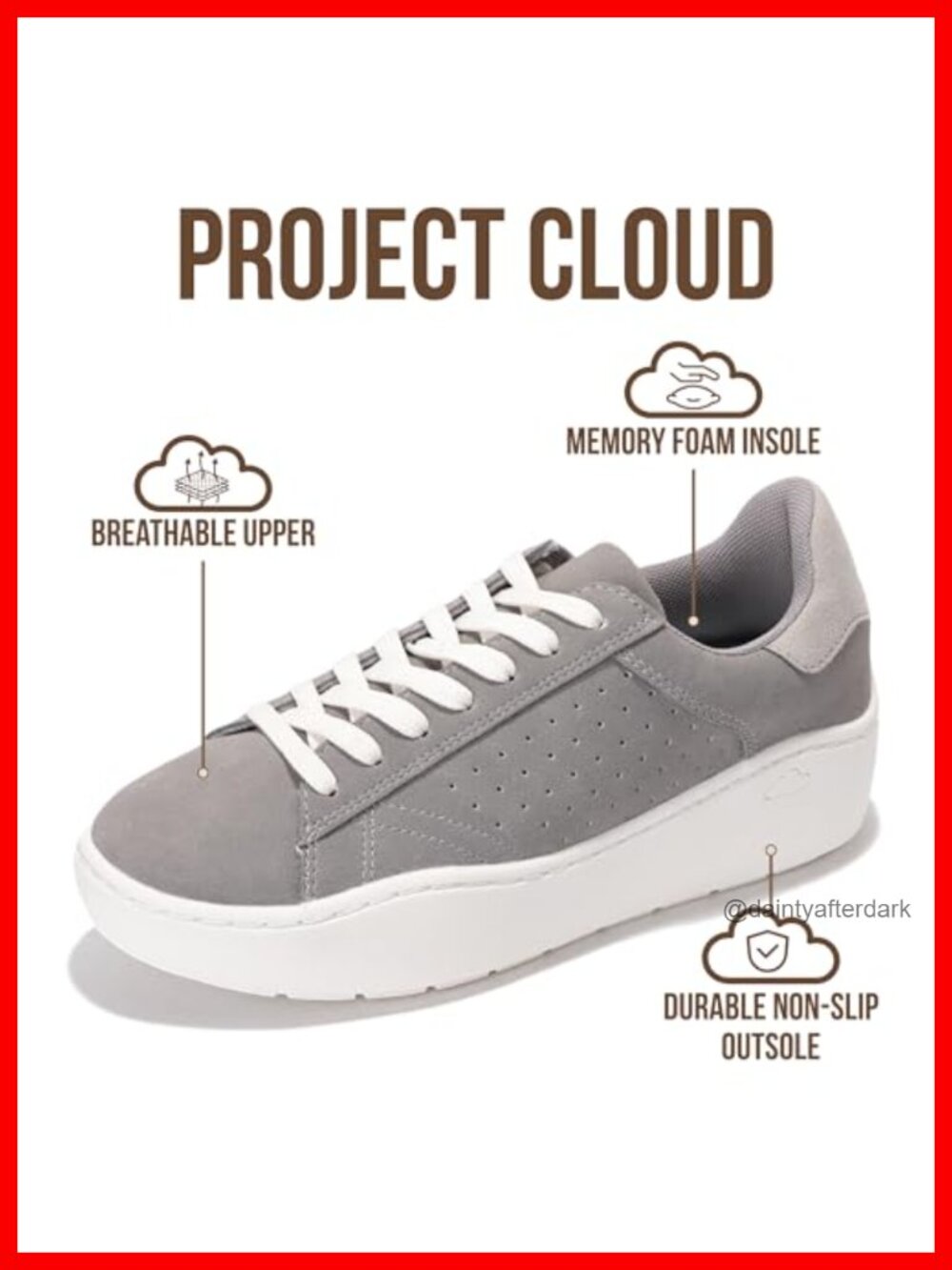 Women's Platform Sneakers - Memory Foam Insole, Wedge Heel, Non-Slip, 1.9" Sole - Picture 2 of 5